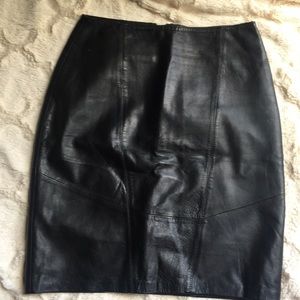 Black leather mini skirt. Size 10
